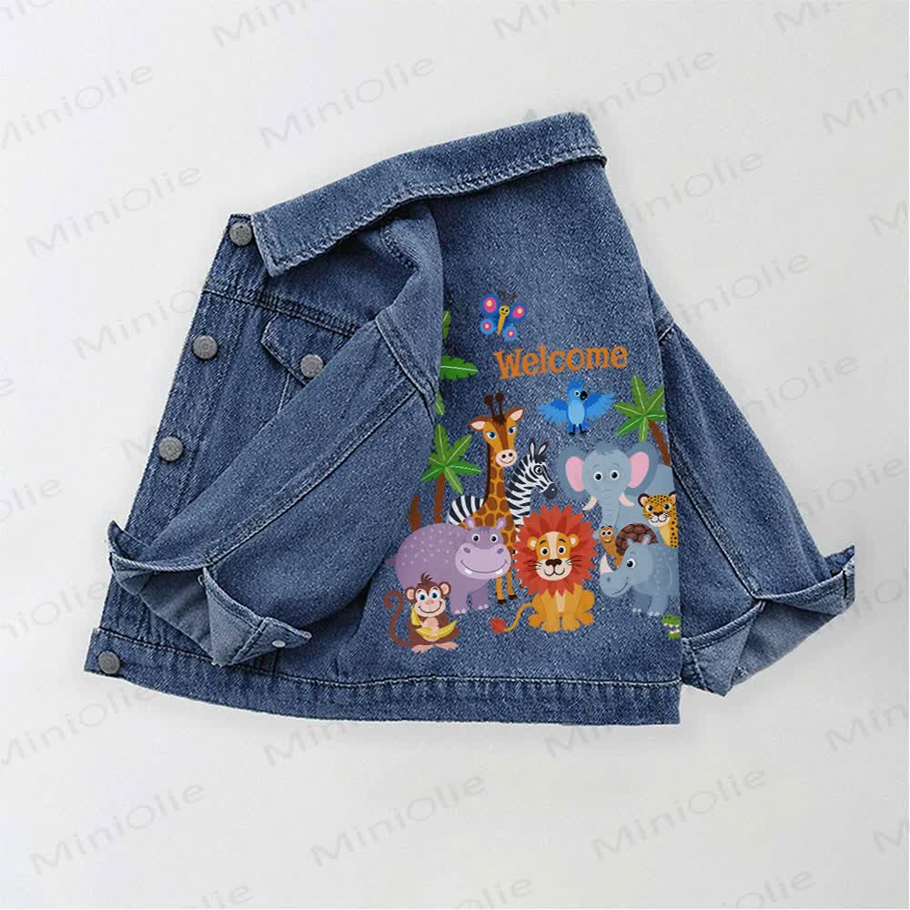 WELCOME Toddler Kid Zoo Denim Jacket - Blue - 10-11T - image 1