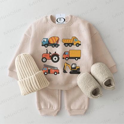 Baby Truck Sweatshirt 2-piece Beige Set - Beige - 2-3T - image 1