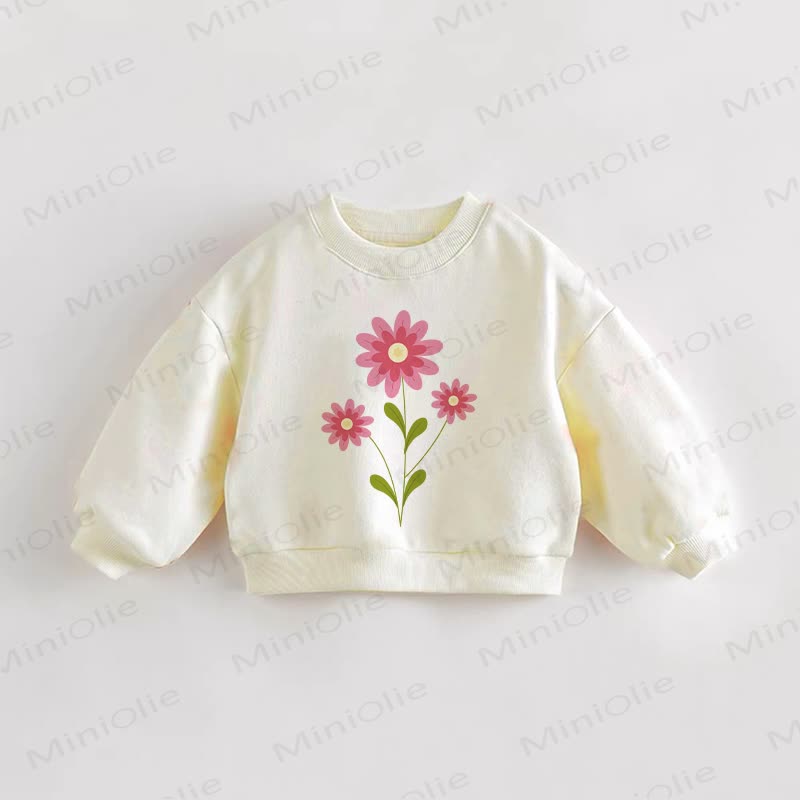 Baby Toddler Flower Cream Sweatshirt - Cream - 3-5T - image 1