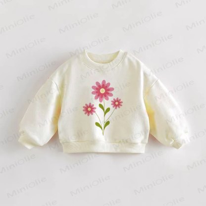 Baby Toddler Flower Cream Sweatshirt - Cream - 3-5T - image 1