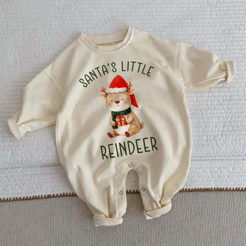 SANTA'S LITTLE REINDEER Baby Little Reindeer Beige Romper - Beige - 2-3T - image 1