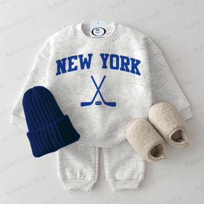 NEW YORK Baby Hockey Light Grey Sweatshirt 2-piece Set - Light Grey - 2-3T - image 1