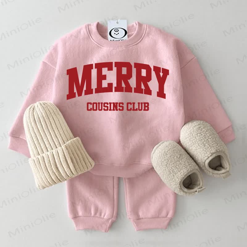 MERRY COUSINS CLUB Baby Light Grey Sweatshirt 2-piece Set - Pink - 2-3T - image 2