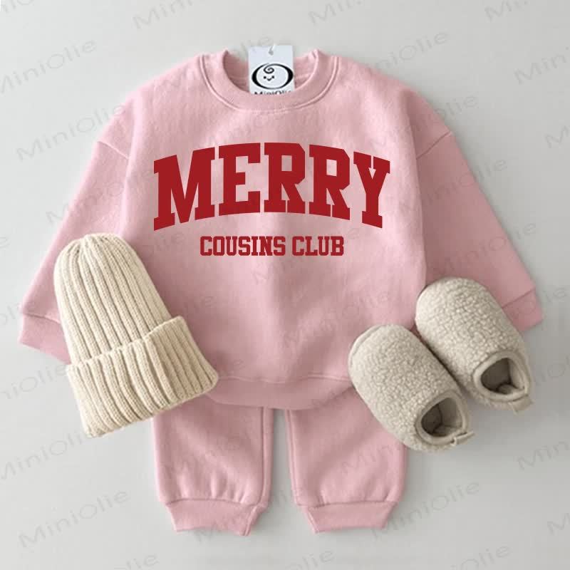 MERRY COUSINS CLUB Baby Light Grey Sweatshirt 2-piece Set - Pink - 2-3T - image 2