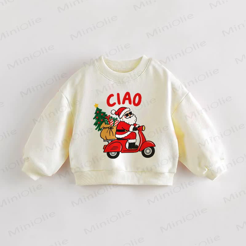 CIAO Baby Toddler Driving Santa Cream Sweatshirt - Cream - 3-5T - image 1