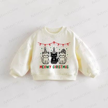 MEOWY CHRISTMAS Baby Toddler Cream Sweatshirt - Cream - 3-5T - image 1