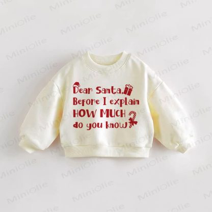 DEAR SANTA, BEFORE I EXPLAIN HOW MUCH DO YOU KNOW Baby Toddler Cream Sweatshirt - Cream - 3-5T - image 1