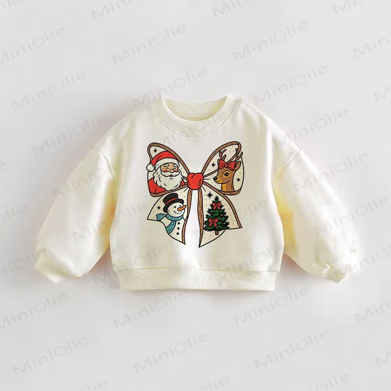Baby Toddler Christmas Bow Cream Sweatshirt - Cream - 3-5T - image 1