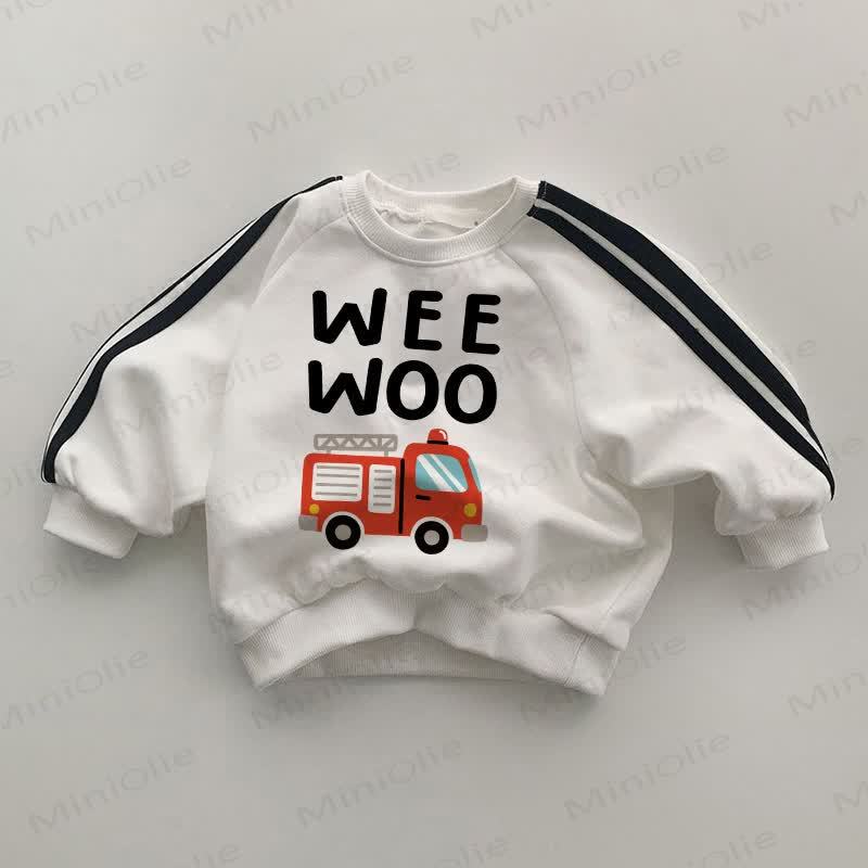 WEE WOO Baby Fire Truck White Sweatshirt - White - 2-3T - image 1