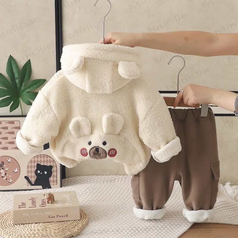 Toddler Baby Bear Fleece Hooded Warm 3-piece Set - image 4