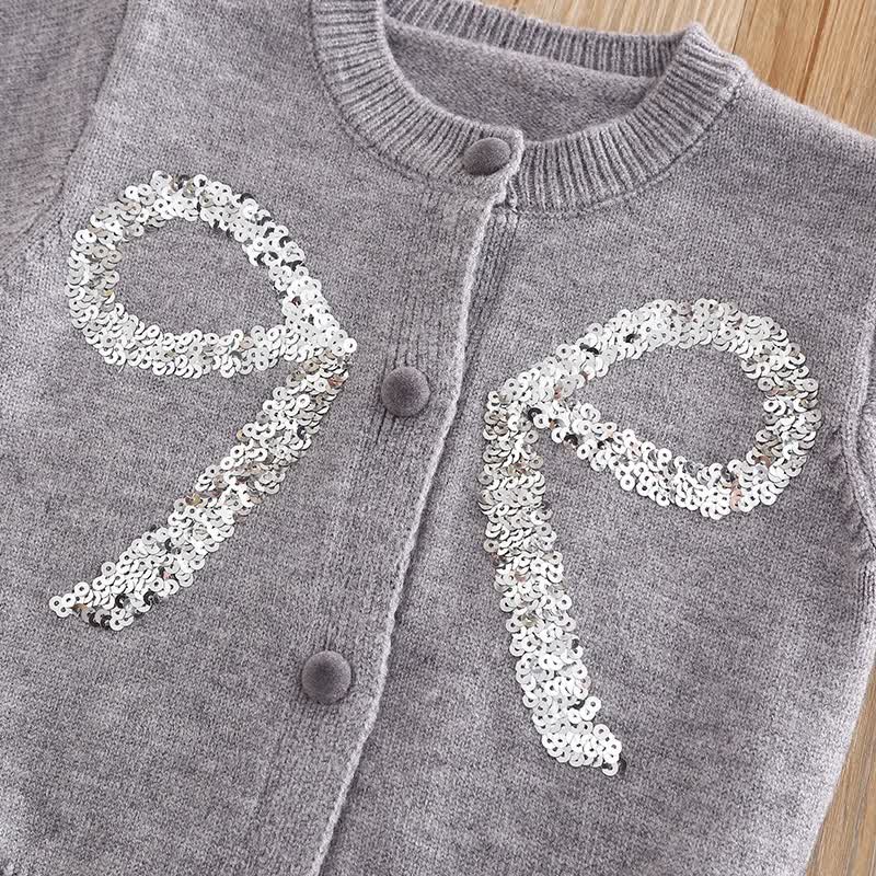 Toddler Girl Bow Sequin Cardigan and Skirt 2-piece Set - image 5