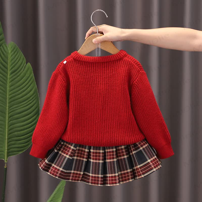 Toddler Girl Bunny Applique Knit Cardigan and Skirt 2-piece Set - image 2