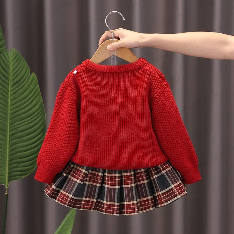 Toddler Girl Bunny Applique Knit Cardigan and Skirt 2-piece Set - image 2