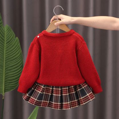 Toddler Girl Bunny Applique Knit Cardigan and Skirt 2-piece Set - image 2