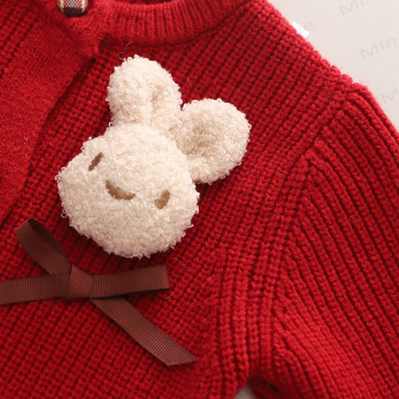 Toddler Girl Bunny Applique Knit Cardigan and Skirt 2-piece Set - image 4