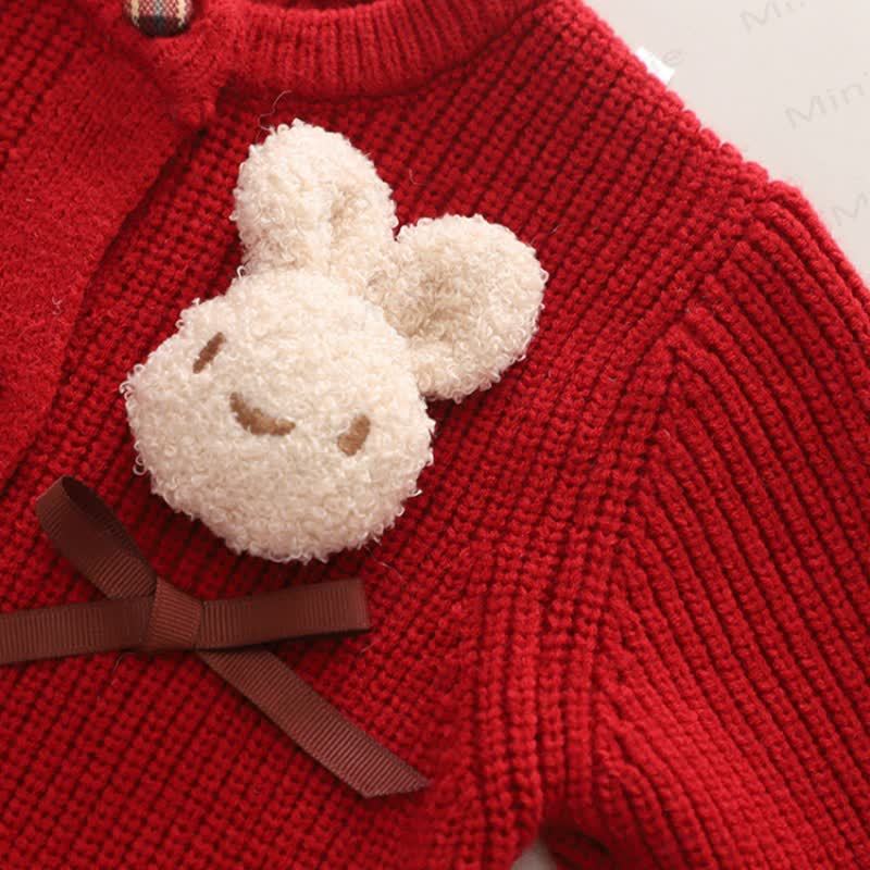 Toddler Girl Bunny Applique Knit Cardigan and Skirt 2-piece Set - image 4