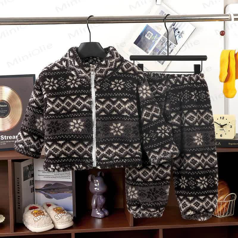 Toddler Plush Zip Up Lounge 2-piece Set - Black - 10-11T - image 1