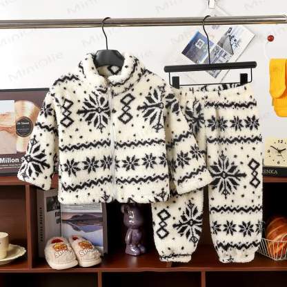 Toddler Plush Zip Up Lounge 2-piece Set - White - 10-11T - image 2