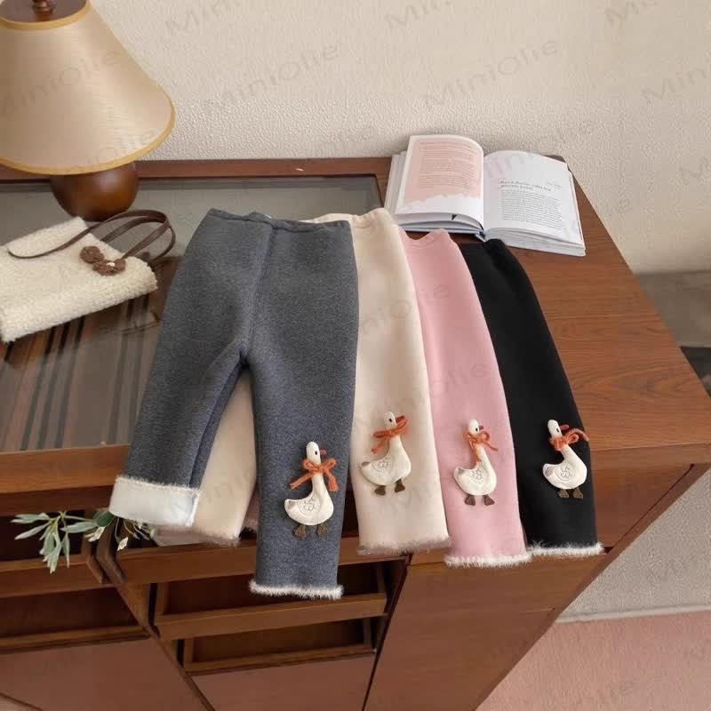 Toddler Duck Applique Fleece Lined Pants - image 1