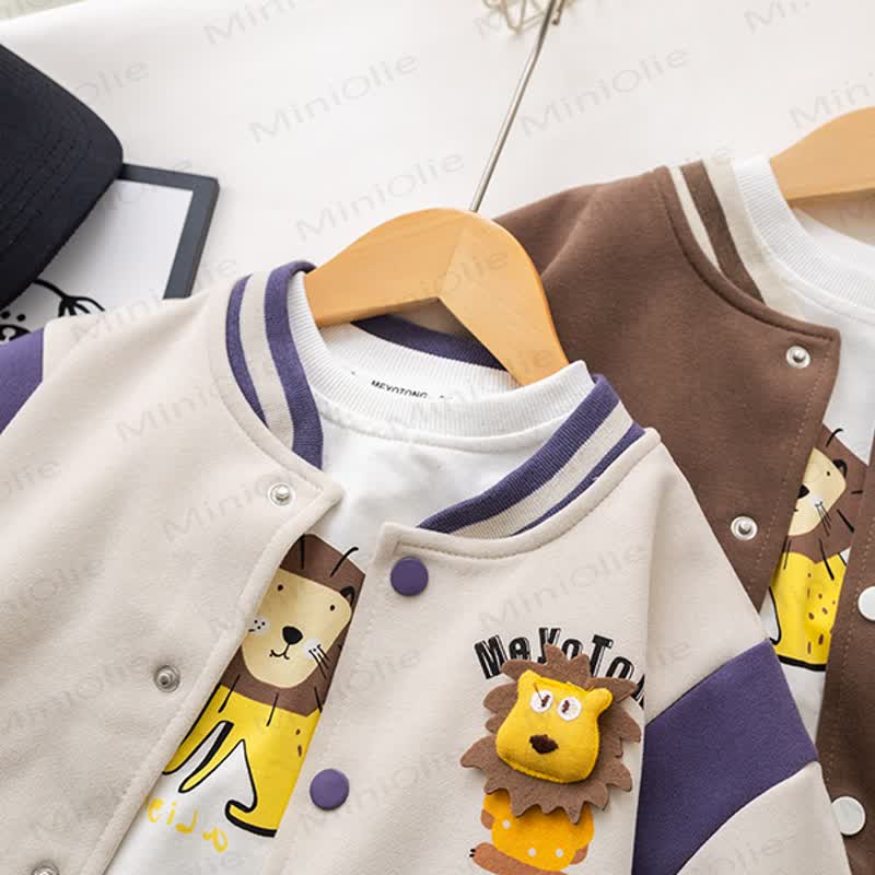 Toddler Baby Lion Patch Jacket and Denim Pants 3-piece Set - image 5