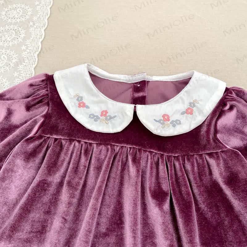 Toddler Girl Velvet Flower Collar Dress - image 4