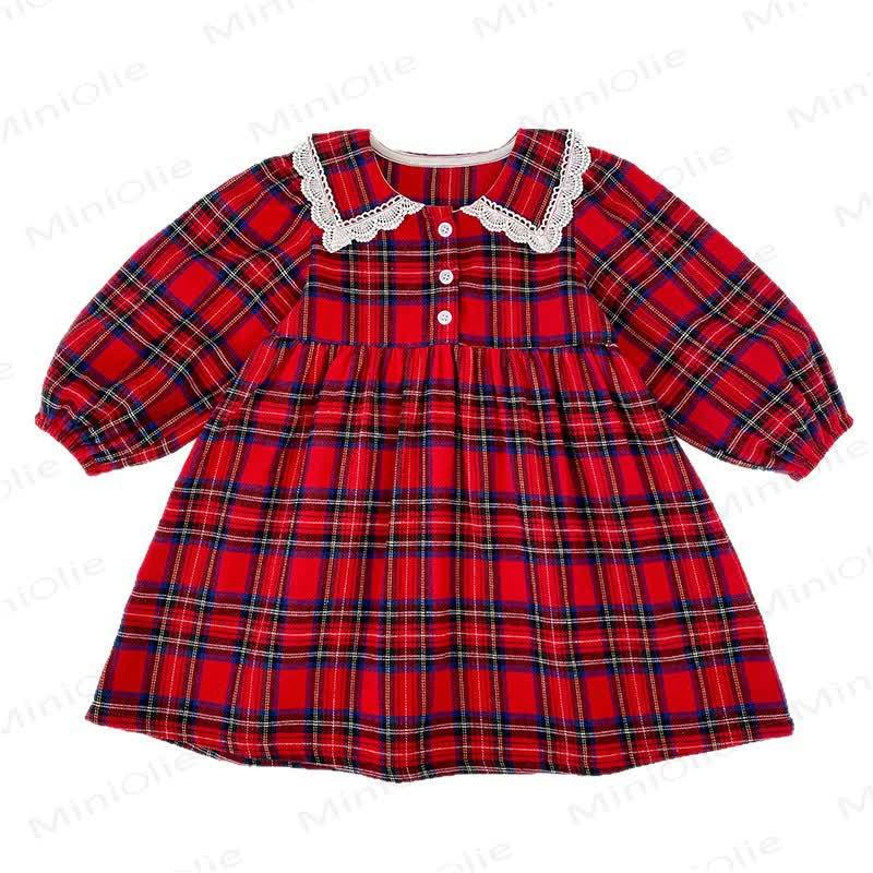 Toddler Girl Tartan Lace Collar Dress - image 3