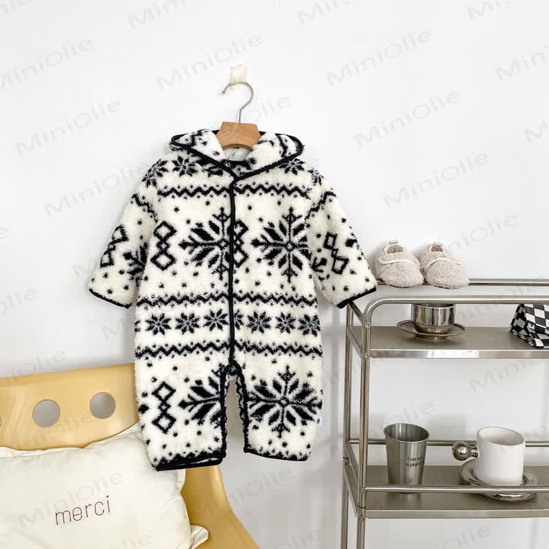 Baby Snowflake  White Hooded Romper - image 2