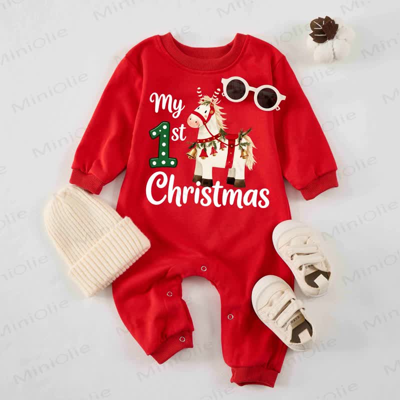 MY 1ST CHRISTMAS Baby Red Romper - Red - 2-3T - image 1