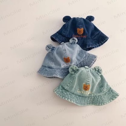 LUCKY BEAR Baby Denim Bear Bucket Hat - image 1