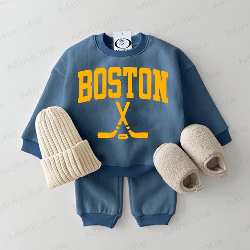 BOSTON Baby Hockey Blue Sweatshirt 2-piece Set - Blue - 2-3T - image 1