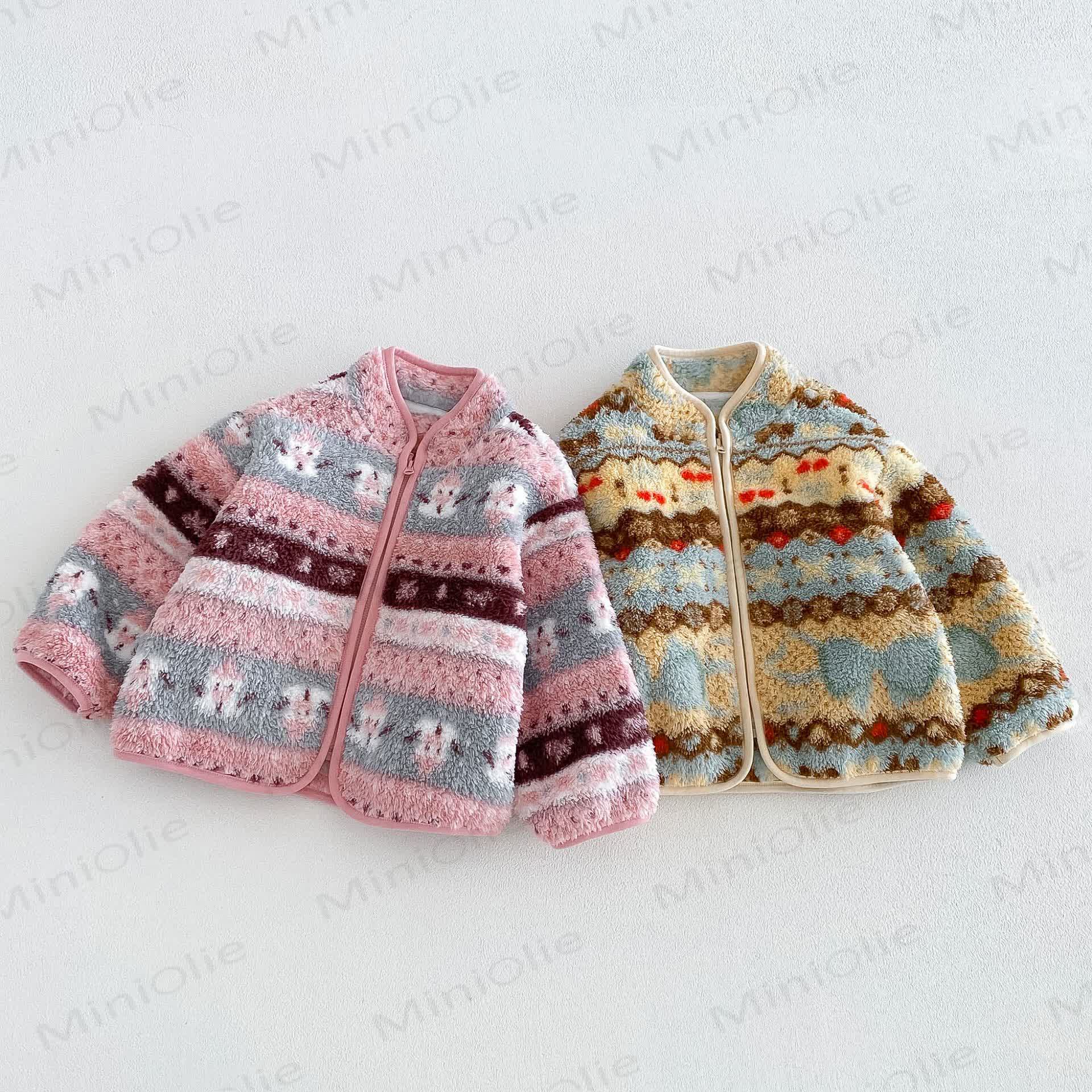 Baby Toddler Girl Stripe Fleece Zip Outerwear - image 1