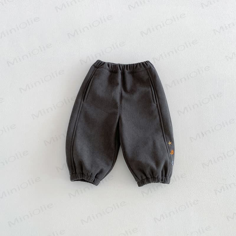 Toddler Cartoon Embroidery Corduroy Pants - Gray - 6-7T - image 3