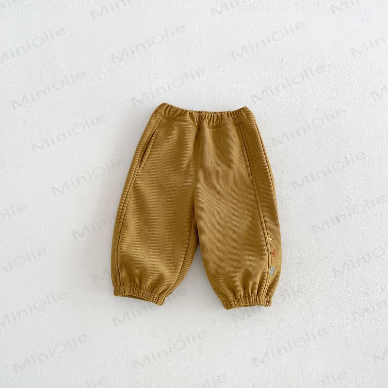 Toddler Cartoon Embroidery Corduroy Pants - Yellow - 6-7T - image 4