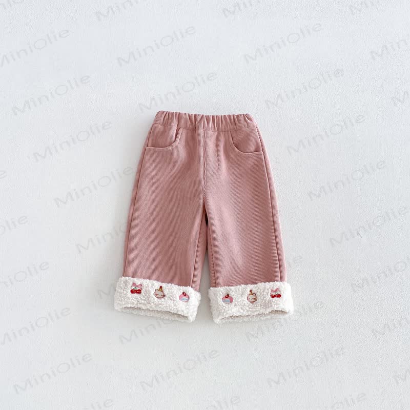 Toddler Girl Corduroy Fleece Straight-Leg Pants - Pink - 6-7T - image 3