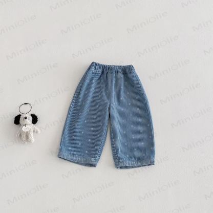 Baby Toddler Star Print Striped Denim Pants - Blue - 3-4T - image 1