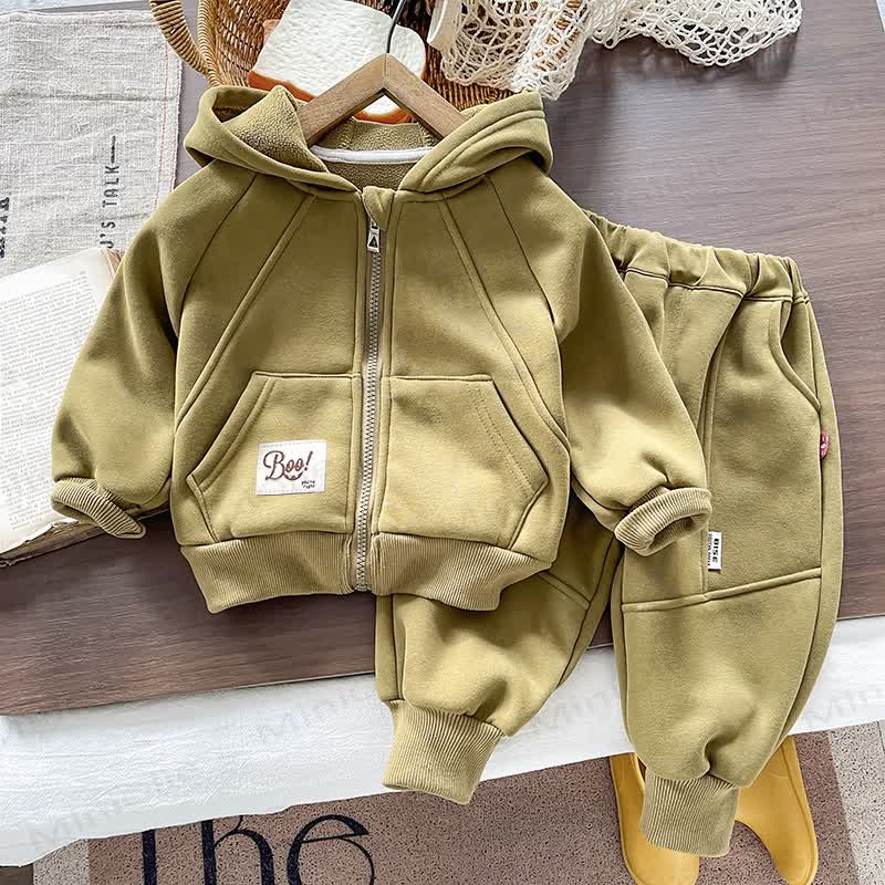 BOO! Toddler Cozy Fleece Zip Hoodie and Jogger 2-piece Set - Green - 4-5T - image 2