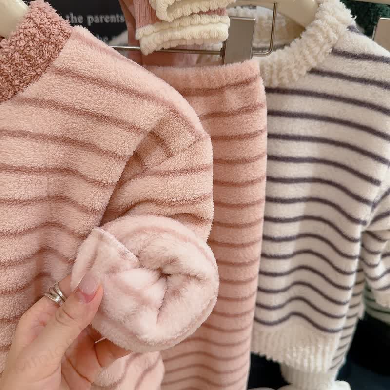 Toddler Striped Plush Pullover 2-piece Loungewear Set - image 8