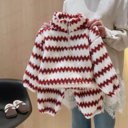 Toddler Cozy Zigzag Sherpa 2-piece Lounge Set - Red - 10-11T - image 2