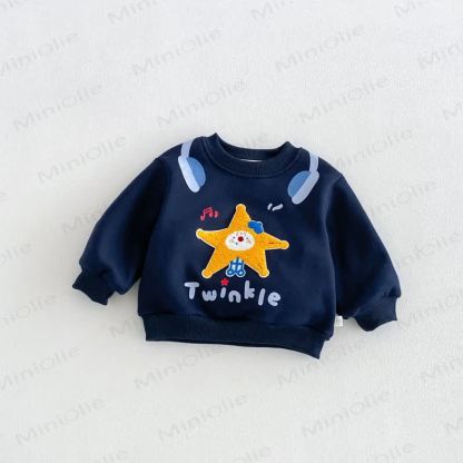 Baby Toddler Boy Cartoon Fleece Sweatshirt - Navy Blue - 6-7T - image 5