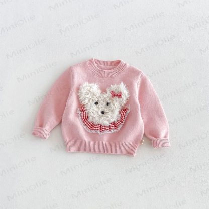 Baby Toddler Girl Cartoon Dog Sweater - Pink - 6-7T - image 3
