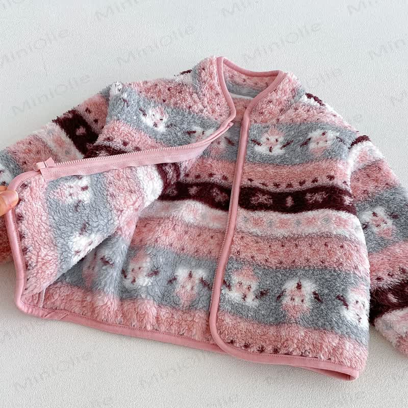 Baby Toddler Girl Stripe Fleece Zip Outerwear - image 5
