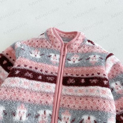 Baby Toddler Girl Stripe Fleece Zip Outerwear - image 6