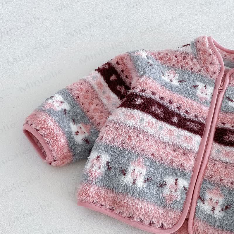 Baby Toddler Girl Stripe Fleece Zip Outerwear - image 7