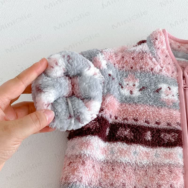 Baby Toddler Girl Stripe Fleece Zip Outerwear - image 8