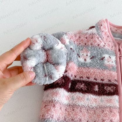 Baby Toddler Girl Stripe Fleece Zip Outerwear - image 8