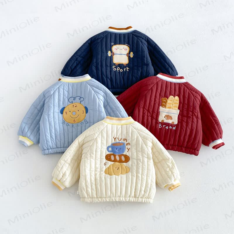Baby Toddler Boy Cartoon Quilted Baseball Uniform Outerwear - image 1