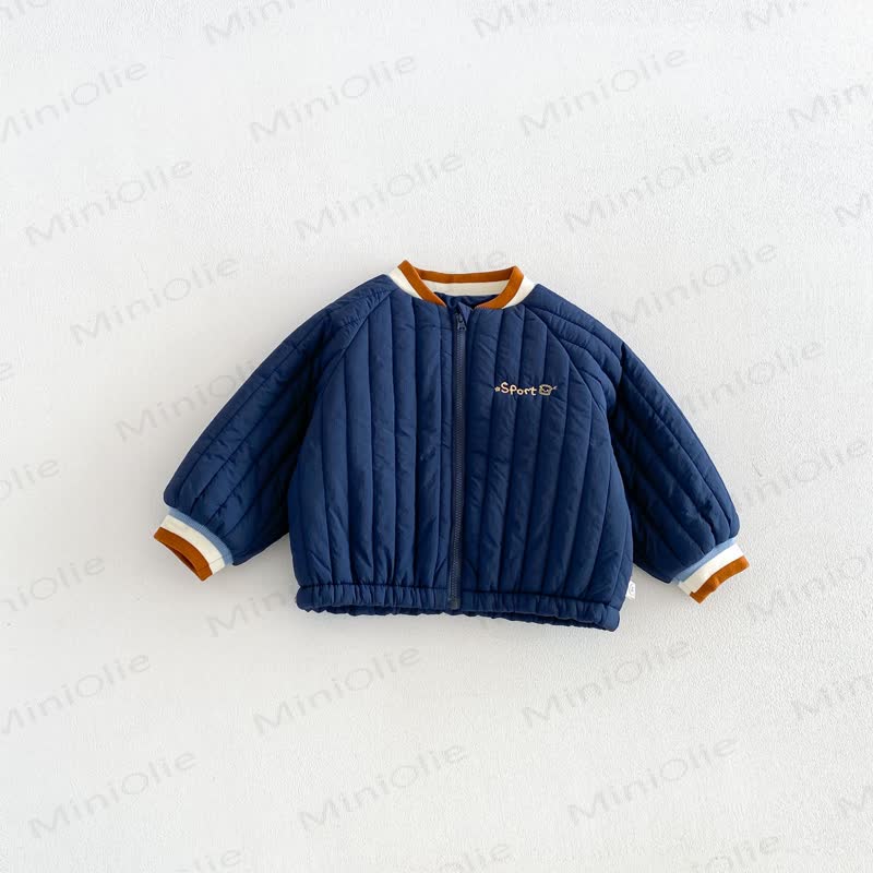 Baby Toddler Boy Cartoon Quilted Baseball Uniform Outerwear - Navy Blue - 6-7T - image 5