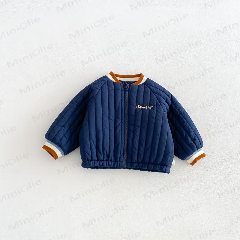Baby Toddler Boy Cartoon Quilted Baseball Uniform Outerwear - Navy Blue - 6-7T - image 5