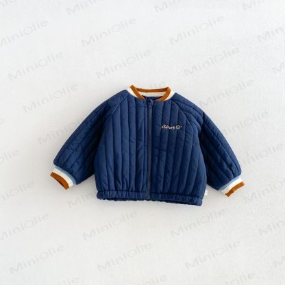Baby Toddler Boy Cartoon Quilted Baseball Uniform Outerwear - Navy Blue - 6-7T - image 5