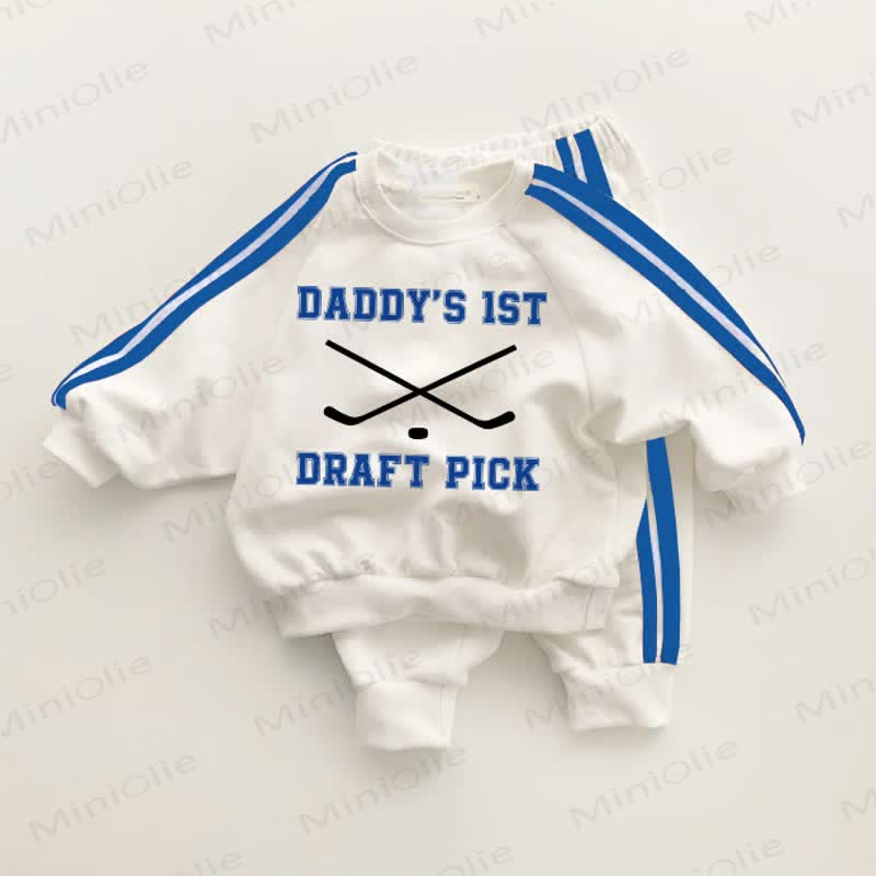 DADDY'S 1ST DRAFT PICK Baby Blue Striped 2-piece Set - White&Blue - 3-5T - image 1